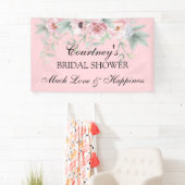 Roze aquarelrozen, pioenrozen en klaprozen spandoek (Insitu)