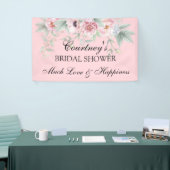 Roze aquarelrozen, pioenrozen en klaprozen spandoek (Beurs)