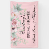 Roze aquarelrozen, pioenrozen en klaprozen spandoek (Verticaal)