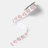 Roze aquarelrozen pioenrozen klaprozen satijnen lint (Achterkant)