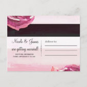 Roze aquarelrozen Zwart Wit Save the Date Aankondigingskaart (Achterkant)