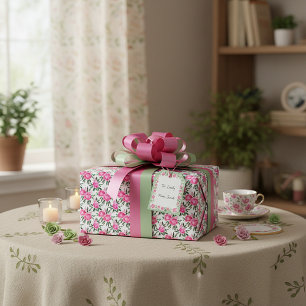 Roze aquarelrozenpatroon cadeaupapier