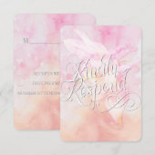 ROZE AQUILEGIA-BLOEM ACORELSPAT BRUILOFT RSVP KAARTJE (Voorkant / Achterkant)