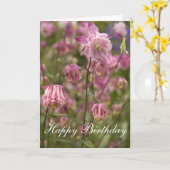 Roze aquilegia ... kaart (Gele Bloem)