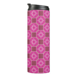 Roze Arabesque Ster Bloemige Naadloos Patroon Thermosbeker