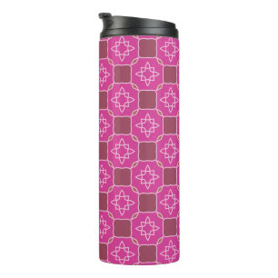 Roze Arabesque Ster Bloemige Naadloos Patroon Thermosbeker