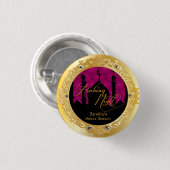 Roze Arabine Nights Party, 1 inch Button rondom de (Voorkant /achterkant)
