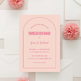 Roze Arch Modern Bold Type Text Weddenschap Kaart