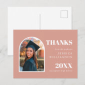 Roze Arch Modern Foto Afstuderen Bedankt Briefkaart (Voorkant / Achterkant)