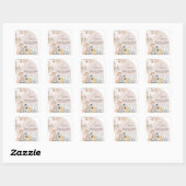 Roze Arch Safari Wild Een Baby shower Vierkante Sticker (Vel)