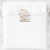 Roze Arch Safari Wild Een Baby shower Vierkante Sticker (Tas)