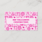 roze Architectonisch Blauwdruk Engineer Patroon Visitekaartje (Voorkant)