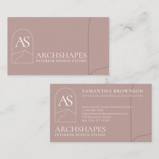 Roze architectuur Geometry Interior Design Visitekaartje (Voorkant / Achterkant)