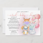 Roze Arctische dieren in maskers virtueel Baby sho Kaart (Voorkant)