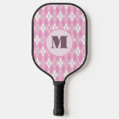 Roze argyle aangepaste monogram pickleballpaddle pickleball paddle (Achterkant)