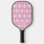 Roze argyle aangepaste naam preppy pickleballpaddl pickleball paddle (Voorkant)