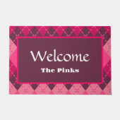 Roze Argyle, Bubblegum Roze, Heet Roze, Bord Roze Deurmat (Voorkant)