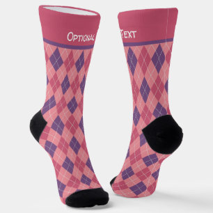 Roze Argyle - Cozy Knit look Print - voeg naam toe Sokken