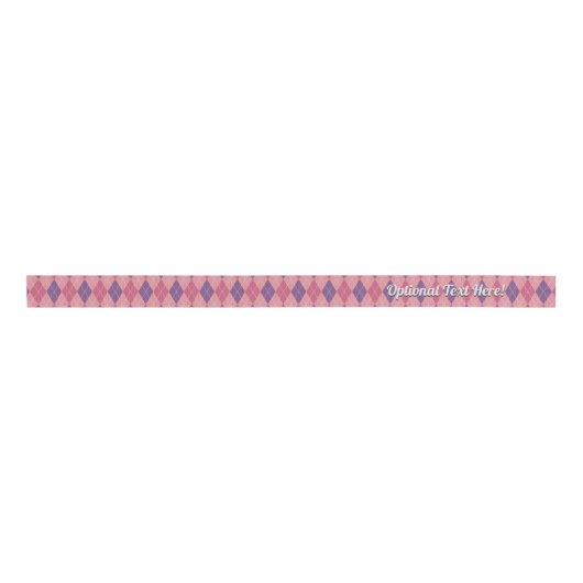Roze Argyle Diamond Patroon met optionele tekst Grosgrain Lint (Voorkant)