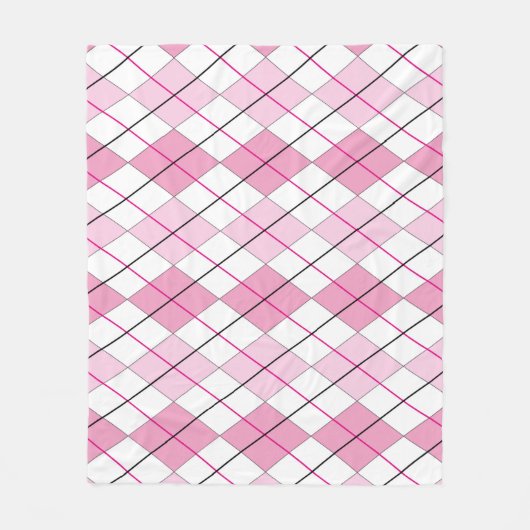 Roze Argyle Fleece Blanket (Voorkant)