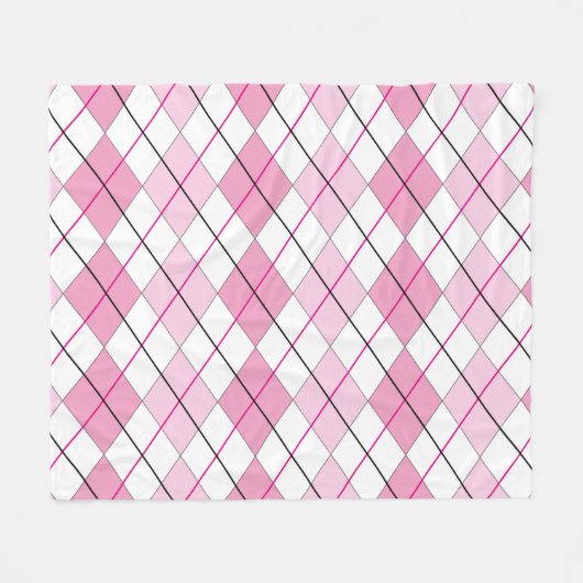 Roze Argyle Fleece Blanket (Voorkant (Horizontaal))
