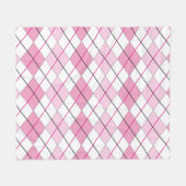 Roze Argyle Fleece Blanket Deken (Voorkant (Horizontaal))