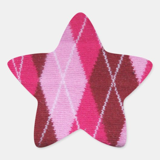 Roze Argyle gezelligheid Ster Sticker (Voorkant)