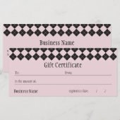 Roze Argyle Gift Certificate (Voorkant / Achterkant)