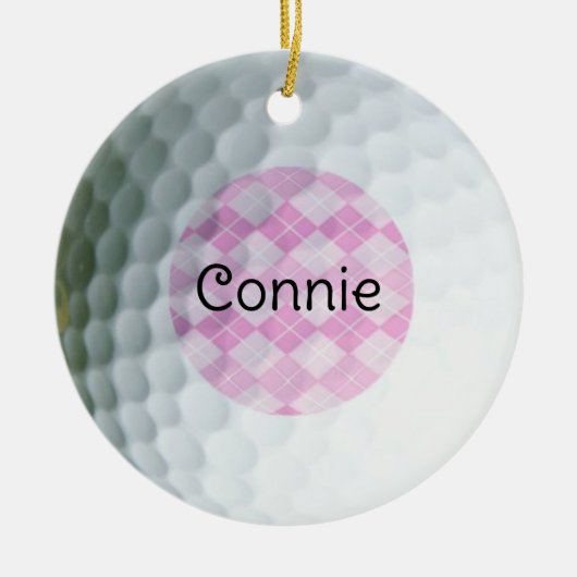 Roze Argyle Golf Lover Persoonlijk Ornament (Voorkant)