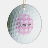 Roze Argyle Golf Lover Persoonlijk Ornament (Links)