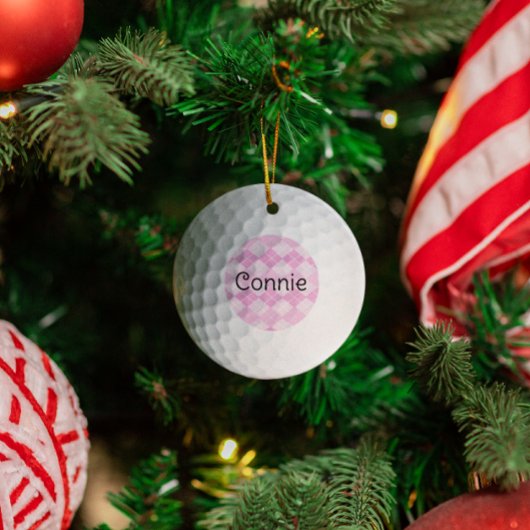 Roze Argyle Golf Lover Persoonlijk Ornament