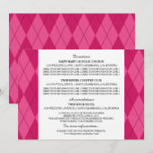 Roze Argyle Huwelijksinformatiekaart Kaart (Voorkant / Achterkant)