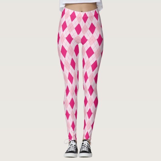 Roze Argyle Leggings (Voorkant)