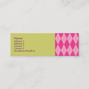 Roze Argyle Mini Visitekaartje