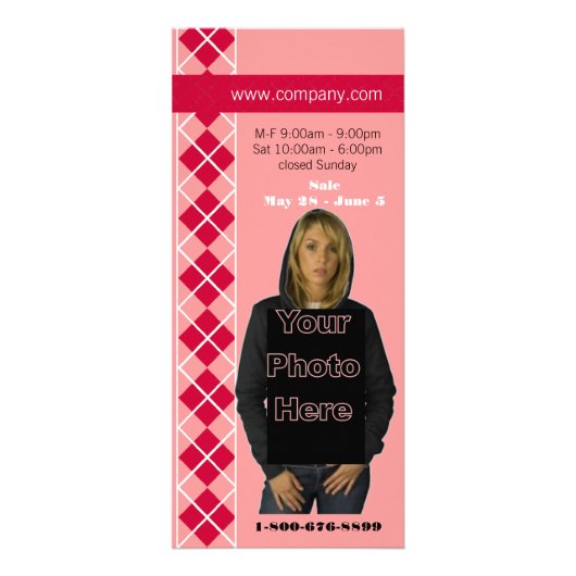 Roze Argyle Mode Diva Rack Kaart (Achterkant)