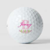 Roze argyle-monogram: golfmonogram golfballen (Voorkant)