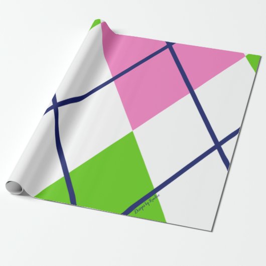 Roze Argyle-omslagpapier Cadeaupapier (Uitgerold)
