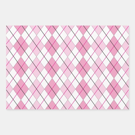 Roze Argyle-omslagpapier Inpakpapier Vel (Voorkant 2)