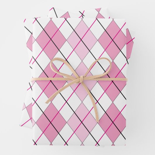Roze Argyle-omslagpapier Inpakpapier Vel (In situ)