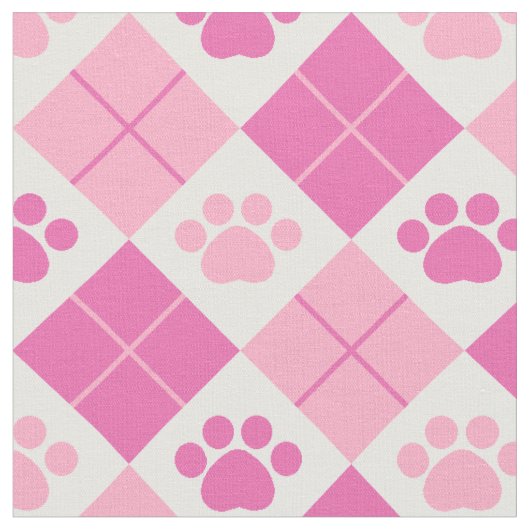 Roze argyle Paw Print Patroon Stof (Close Up)