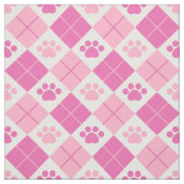 Roze argyle Paw Print Patroon Stof (Swatch)