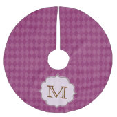 Roze Argyle Print Monogram Initialen boomrok Kerstboom Rok (Voorkant)