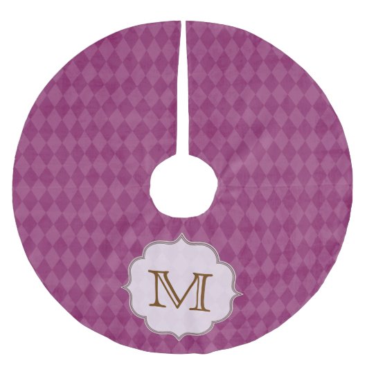 Roze Argyle Print Monogram Initialen boomrok Kerstboom Rok (Voorkant)