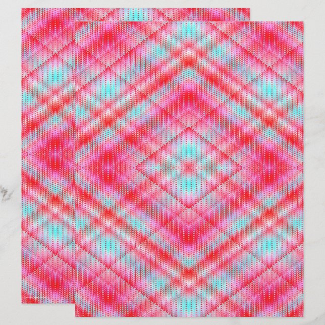 Roze Argyle Scrapbookpapier 2-zijdige pagina (Voorkant / Achterkant)