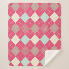 Roze Argyle Sherpa Deken
