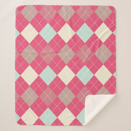 Roze Argyle Sherpa Deken (Voorkant)