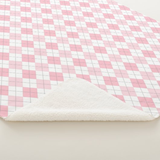 Roze Argyle Sherpa Deken (3/4)