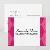 Roze Argyle sparen het Briefkaart van de Datum (Voorkant / Achterkant)