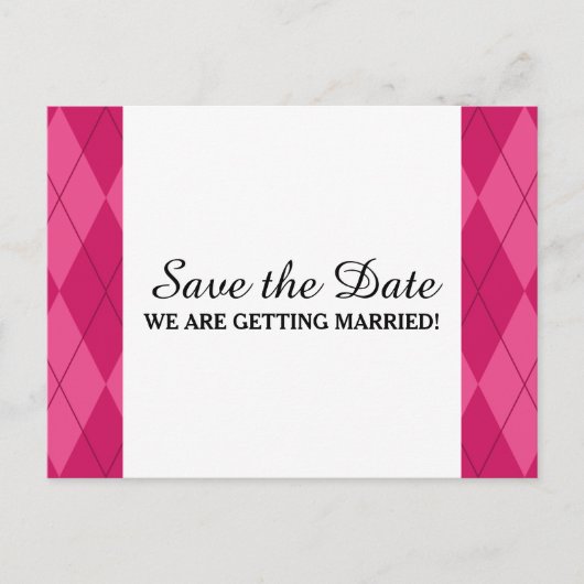 Roze Argyle sparen het Briefkaart van de Datum (Voorkant)