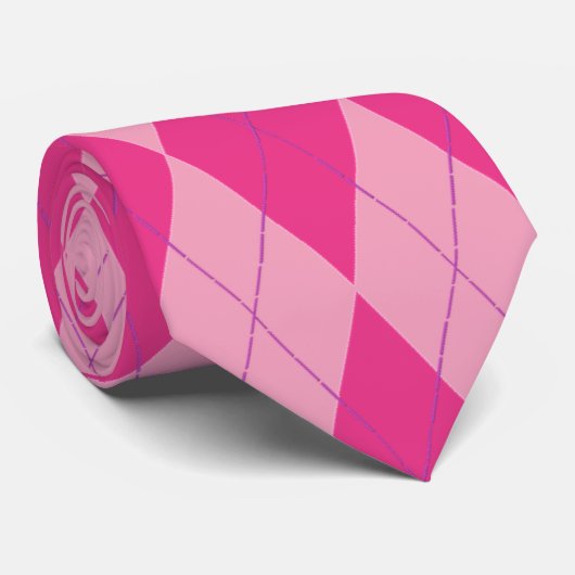 Roze Argyle Stropdas (Opgerold)